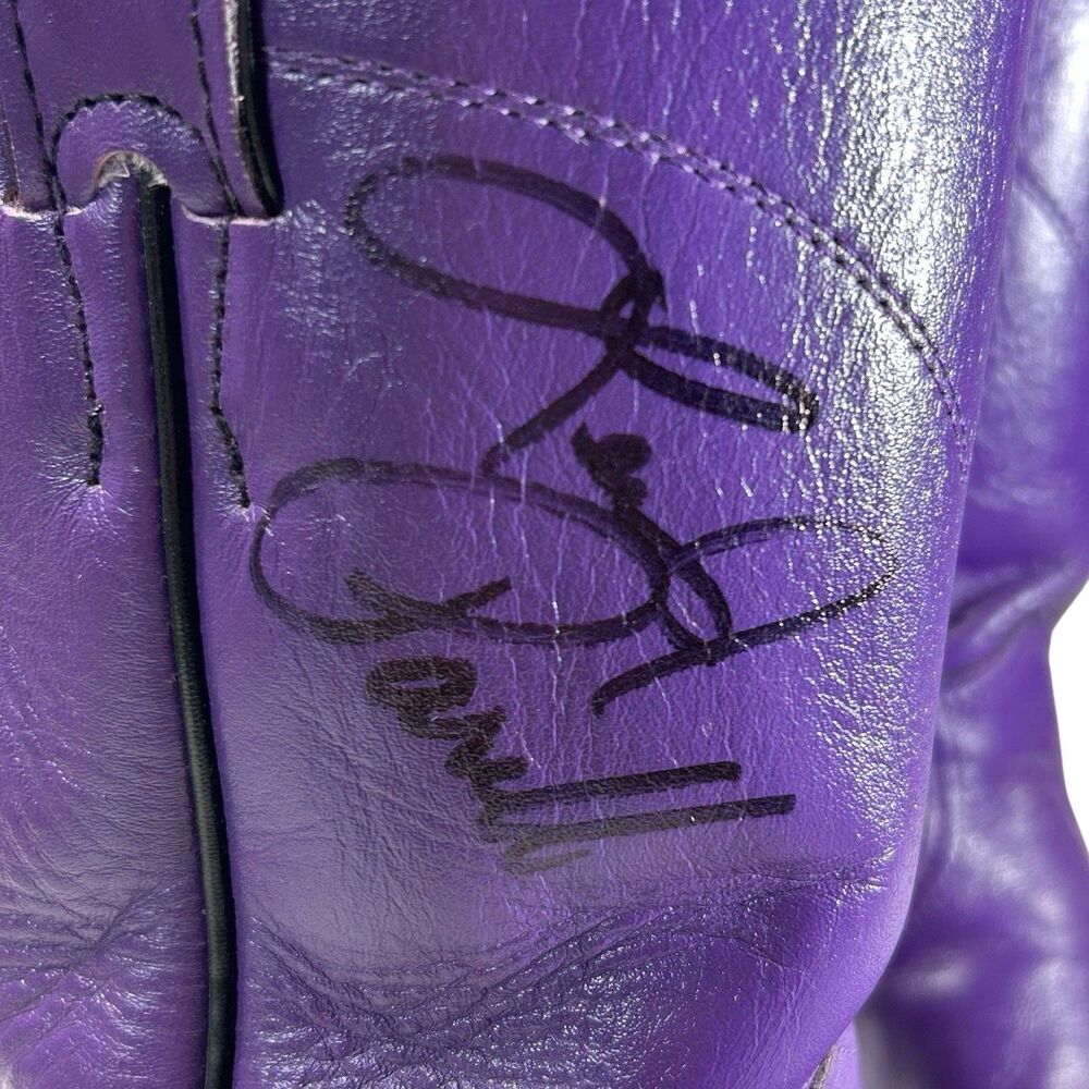 Tracy Byrd & Lee Roy Parnell Signed Justin Roper Purple Boots Vintage 1990s-Sz 8 - Picture 4 of 16